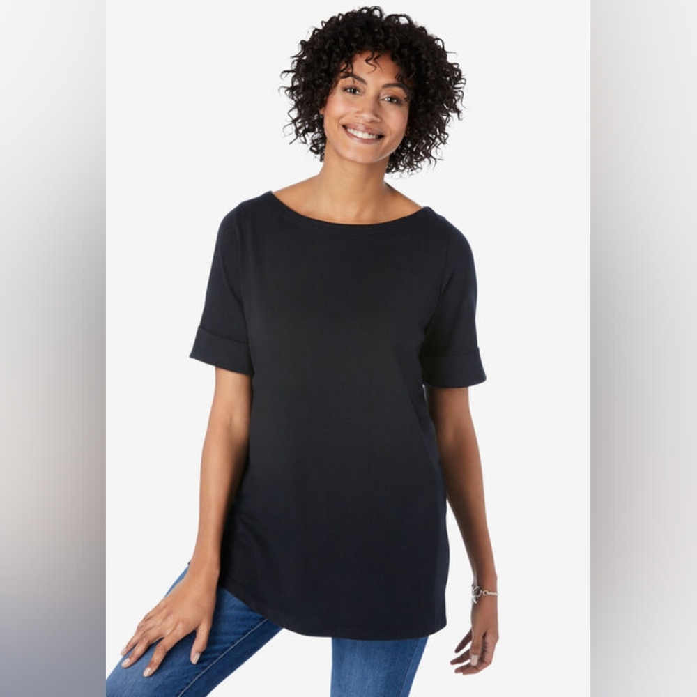Woman Within Cuffed Elbow Sleeve Tee